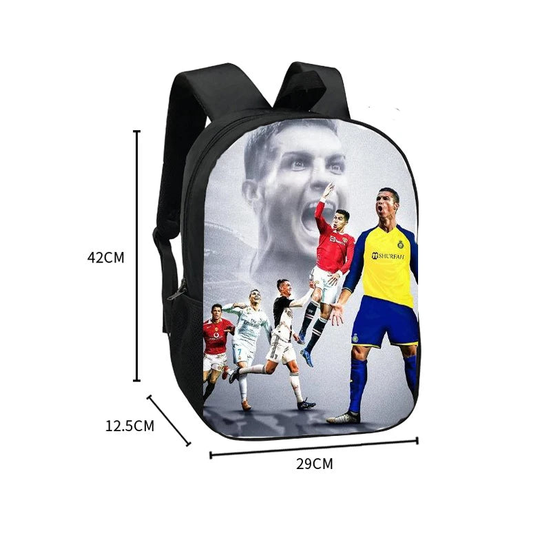 Ronaldo Wallpaper Cr7 Backpack Boys and Girls School Bag Children's School Bag Cartoon Children's Backpack Pen Bag Birthday Gift