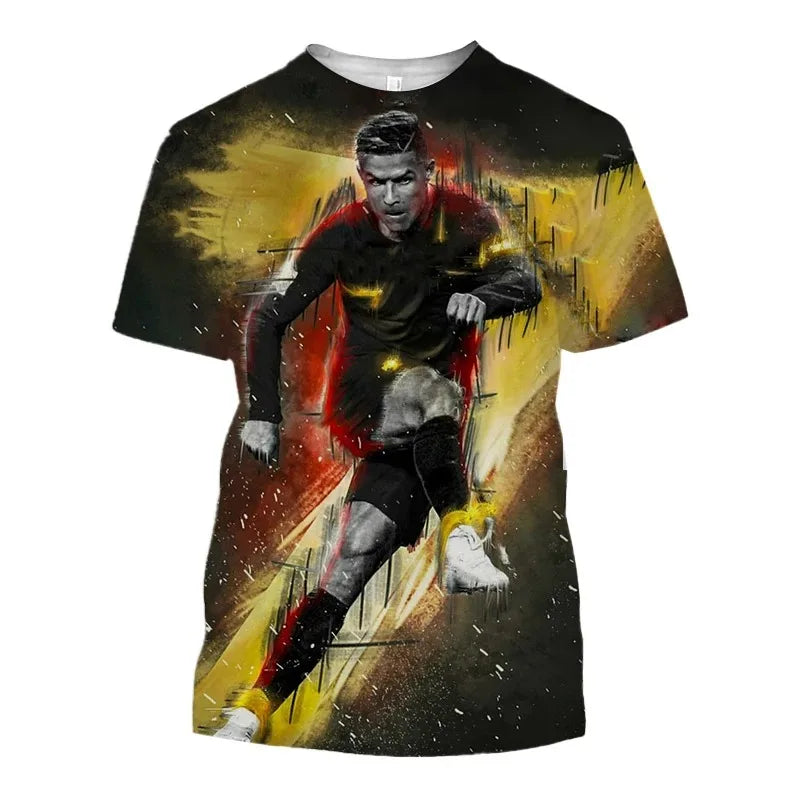 Fashion Cristiano Ronaldo Football Star 3D Printing T Shirt Men's Summer Casual Round Neck Short Sleeve Hip Hop Kid T-Shirt