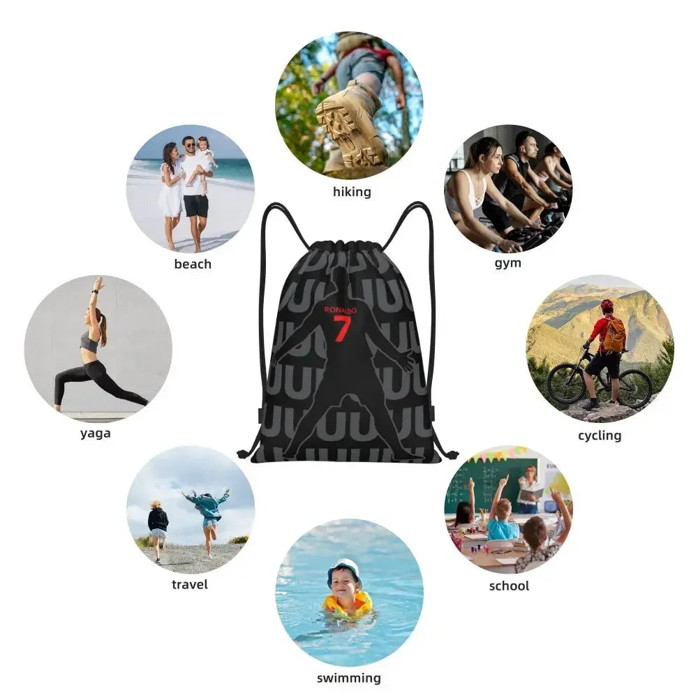 7 Ronaldo drawstring bags backpack gym sackpack fans gifts string bag for exercising hiking