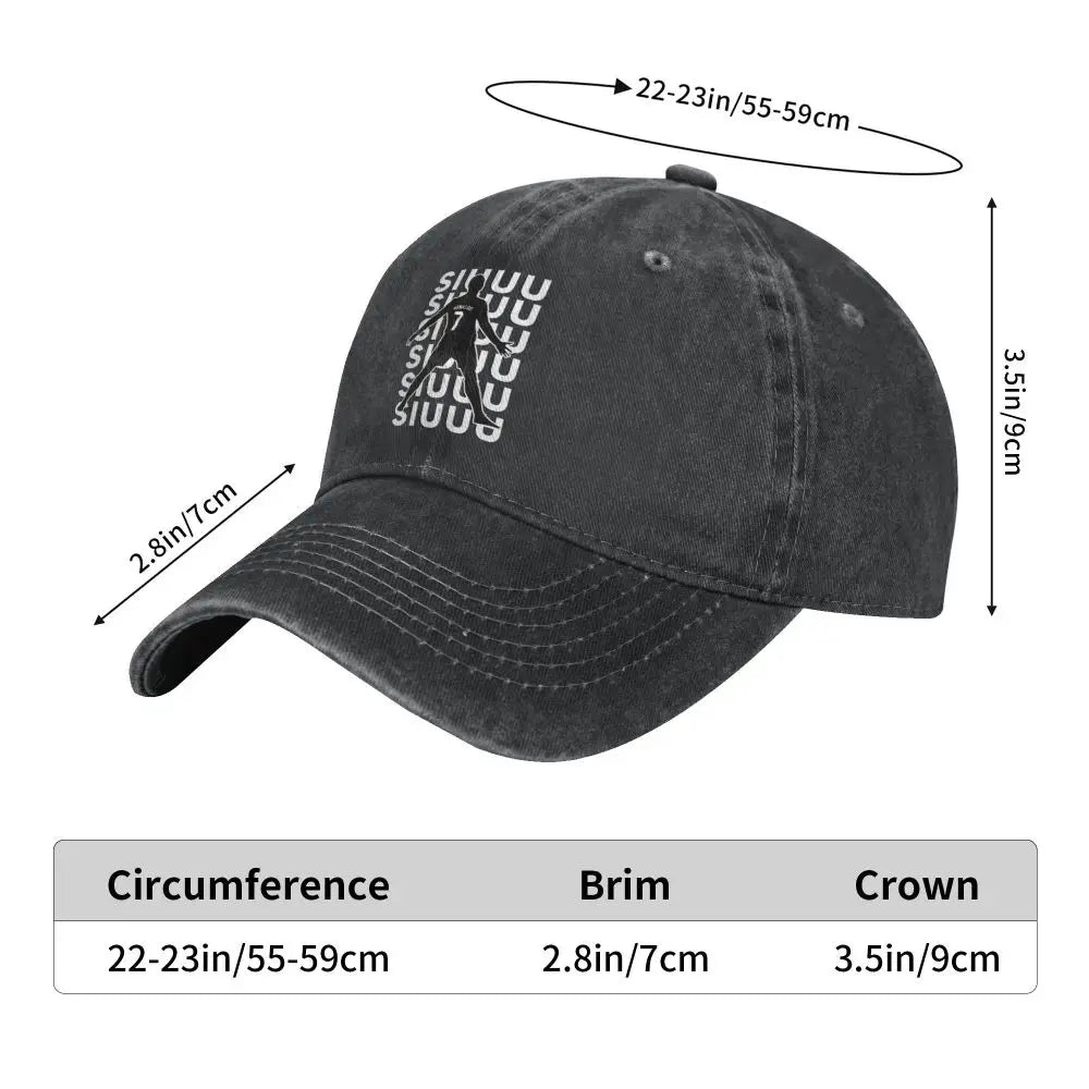 Siuuu CR7 Cristianoed Ronaldoed Baseball Cap Soccer Outdoor Gym Breathable Washed Trucker Hat Unisex-Teens Casual Baseball Caps